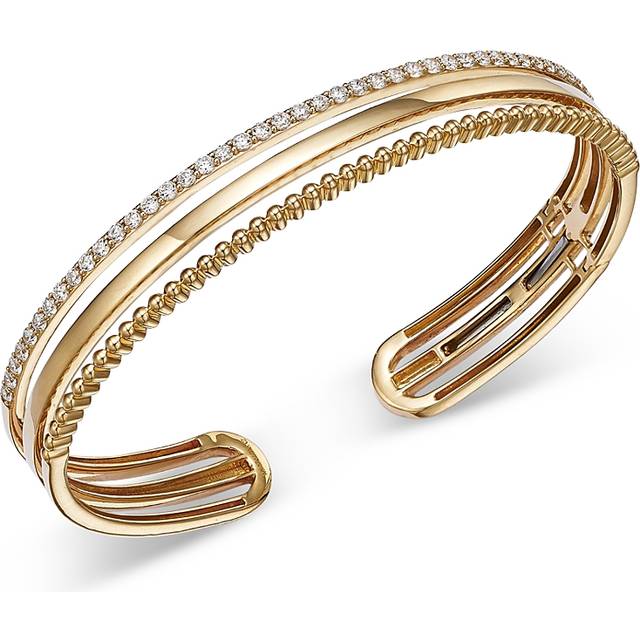 Bloomingdale's Fine Collection Diamond Triple Row Cuff Bangle Bracelet in 14K Yellow Gold, 1.0 ct. t. w.