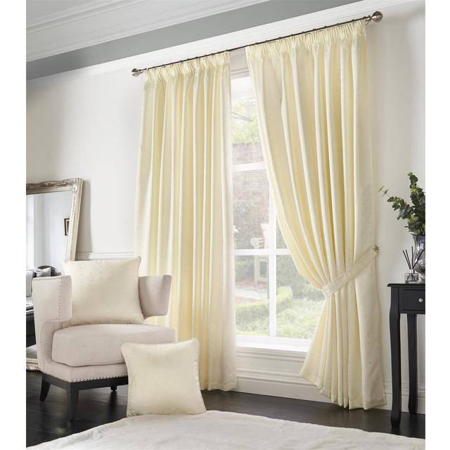 Alan Symonds Madison Cream Taped Top Curtains 168 x 183cm - W 168 x D 183cm