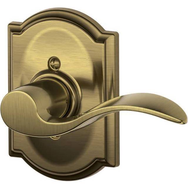 SCHLAGE Accent Lever with Camelot Trim Non-Turning Lock in Antique Brass - Right Handed - F170 ACC 609 CAM RH