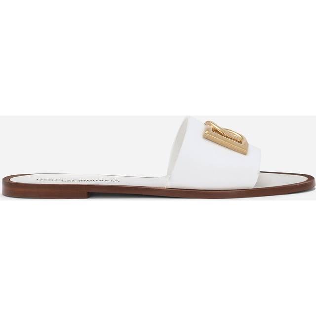 Dolce & Gabbana Calfskin Sliders - Woman Slides And Mules White Leather 38.5