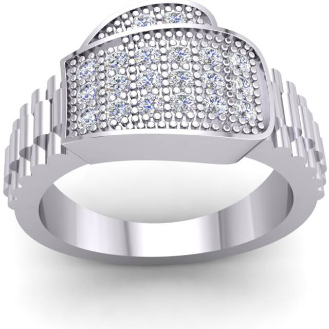 (T) Jewelco London Mens Platinum Plated Sterling Silver CZ Boxing Glove Ring Ring - GVR932