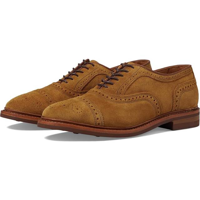 Allen Edmonds Strandmok Cap-toe Oxford with Dainite Rubber Sole in Wheat Suede, size 10.0 3E