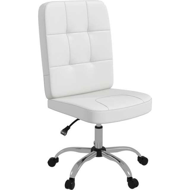 Vinsetto Curved Back Home Office Chair With Adjustable Height - White/Pink - White | TJ Hughes