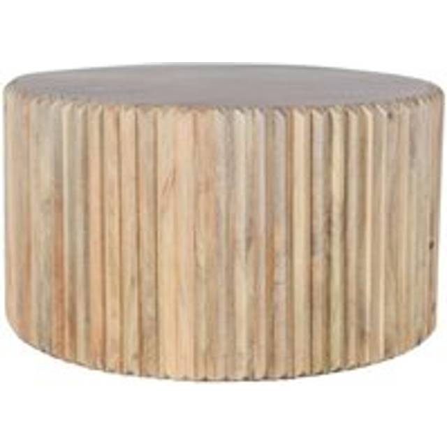 IH Design Myrine Carved Mango Wood Round Coffee Table, Brown