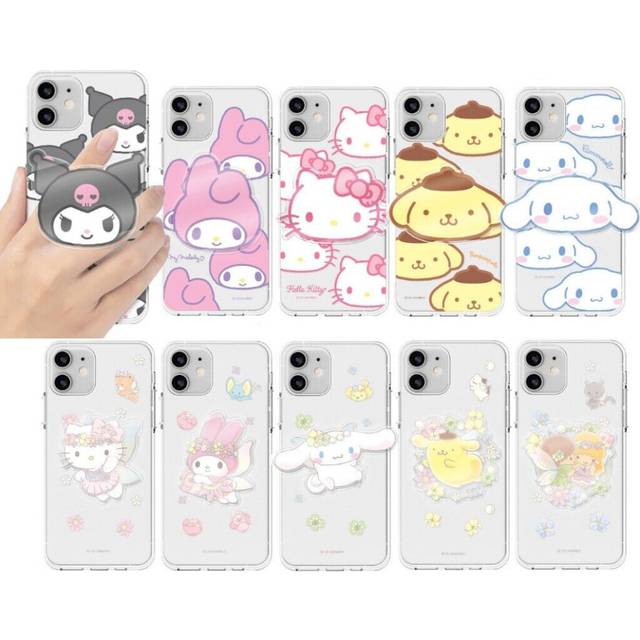 Sanrio Clear Jelly {IPhone15/14/13}{Galaxy S24/S23}Phone Case+ Acryl Tok Set Cov-as the picture-IPhone12PRO MAX