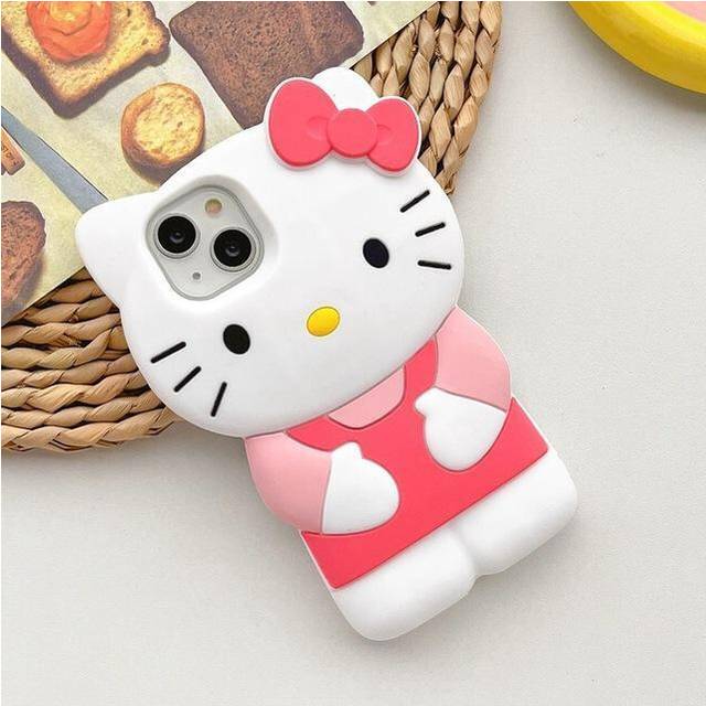 New Sanrio Hello Kitty Cartoon 3d Bow Phone Case for Iphone 15 14 13 Pro Max 11-as the picture-For IPhone 11Pro Max