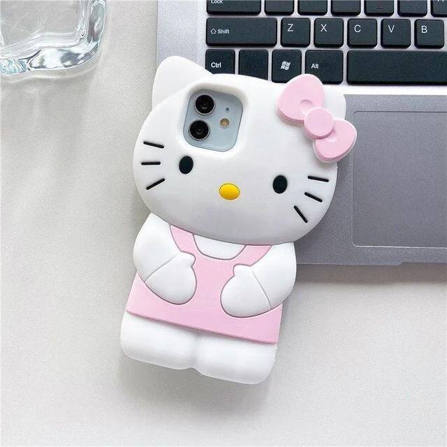 New Sanrio Hello Kitty Cartoon 3d Bow Phone Case for Iphone 15 14 13 Pro Max 11-as the picture-For IPhone 14Pro Max
