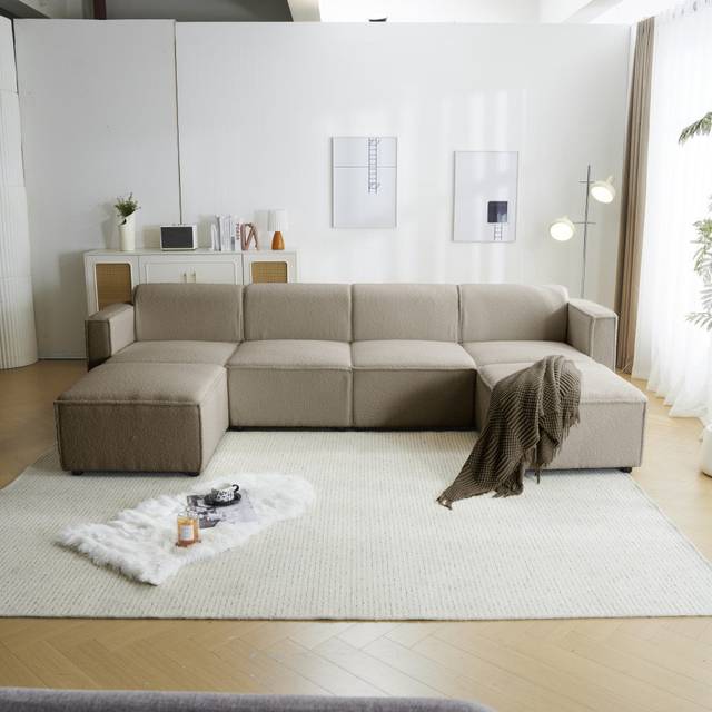 17 Stories Ahmiah 6 - Piece Living Room Set Taupe 90cm H X 280cm W X 66cm D