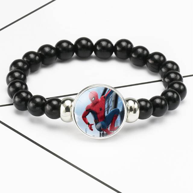 (StyleO) Time Gem Bracelet Black Stretchy Beaded Cartoon Character Jewelry