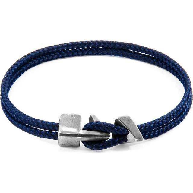 Navy Blue Brixham Silver and Rope Bracelet