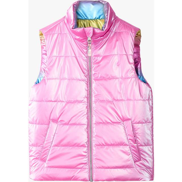 Hatley Kids' Rainbow Reversible Quilted Gilet, Strawberry Moon