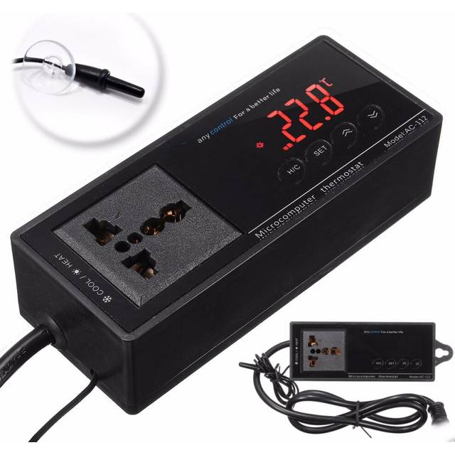 220V Digital Thermostat Temperature Controller Socket for Reptile Aquarium Tank