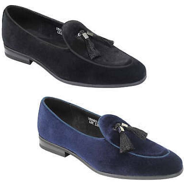 (44, Black) Mens Velvet Tassel Loafer Evening Dress Slip on Wedding Shoes in Black, Navy