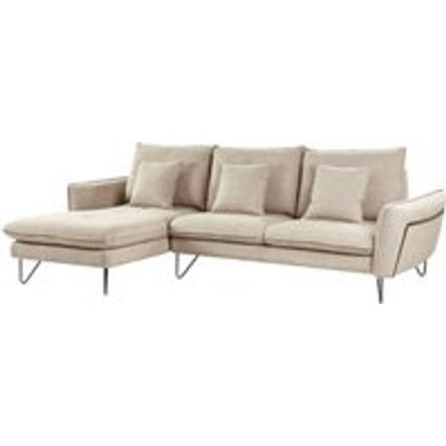 Modern Adjustable Corner Sofa Right Hand Fabric Chenille Upholstery Pillow Back Scatter Cushions Beige Sersan
