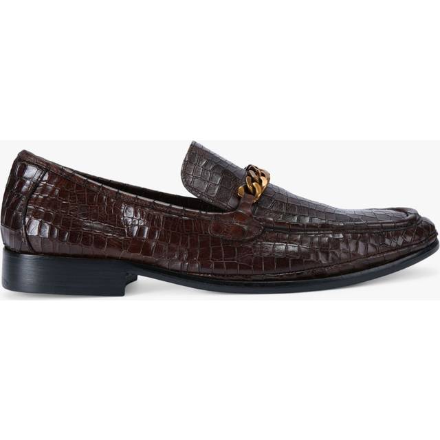 Kurt Geiger London Mens Brown/oth Luca Chain-embellished Embossed-leather Loafers Eur 42 / 8 Uk Men - BROWN/OTH