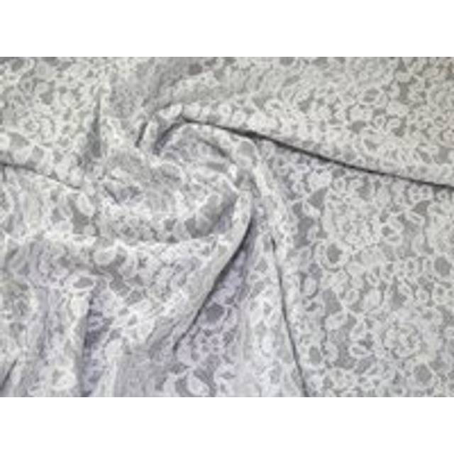 Deadstock Glitter Satin Lace Fabric White