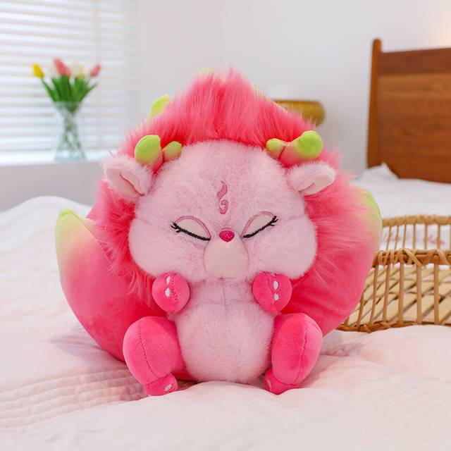 (Closed Eyes, 22cm/8.66in) Dragon Fruit Plush Toy Fashion Comfort Children Sleeping Pillow Gift Decoration