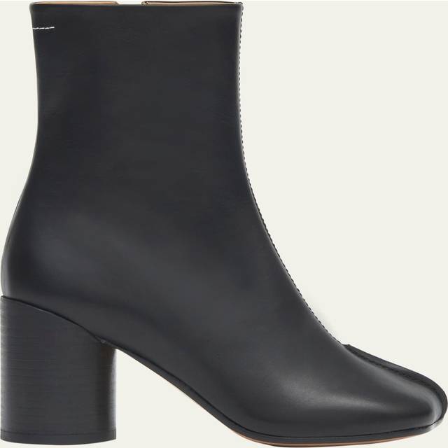 MM6 Maison Margiela Black Stitch-Out Leather Ankle Boots - T8013 Black - IT 39.5