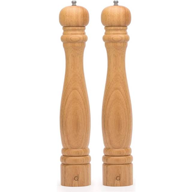 Salt and Pepper Mill Set | Large Wooden Grinders Shakers 41cm Tall | Restaurant Rustic Italian Style | Refillable | Stylish Condiment Set