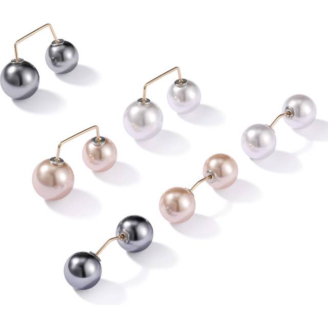 6 Pieces Artificial Pearl Brooch Pins Anti-Exposure Neckline Safety Pins Sweater Shawl Clips for Women Girls Wedding Party Decorations  2 Styles (Gold