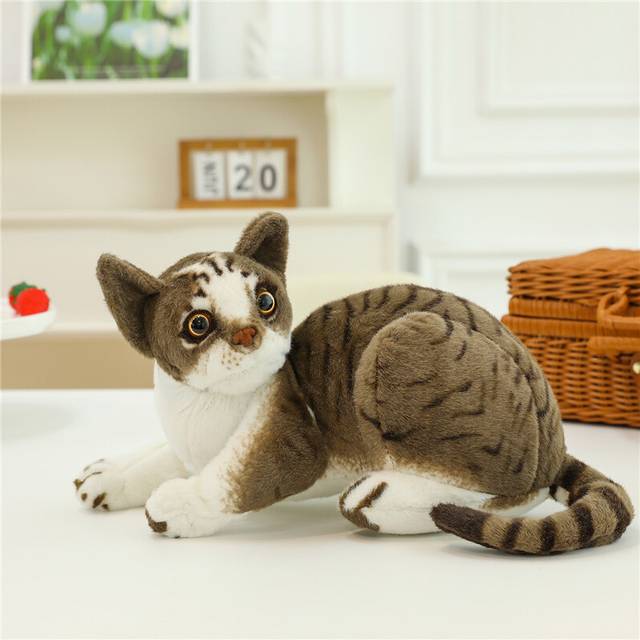 (Gray Prone, 35cm) Realistic Plush Kitten Short Hair Stuffed Animal Cute Cat Doll For Children
