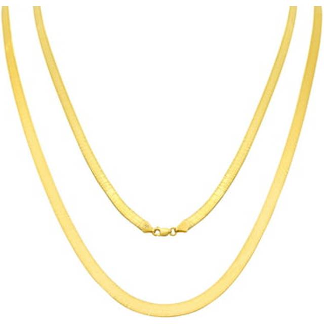 10k yellow gold solid 5mm flexible herringbone chain women men necklace 16"- 24"