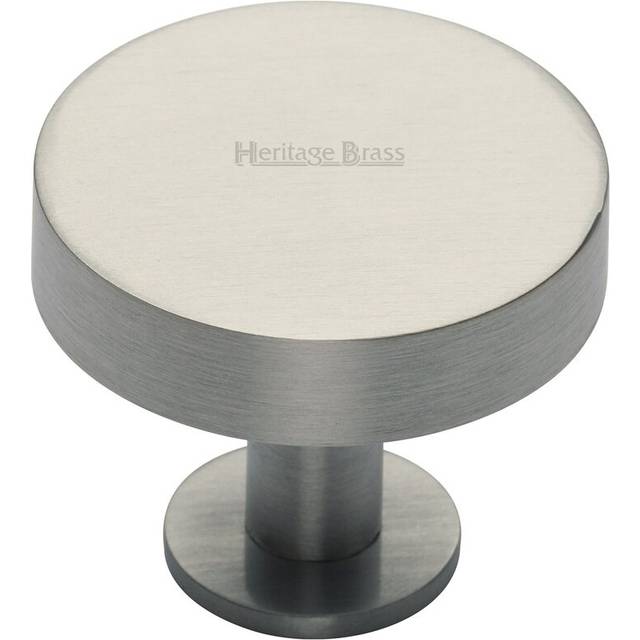 Heritage Cabinet Knob Disc Design with Base - Satin Nickel (3.2cm H x 3.8cm W x 3.8cm D)