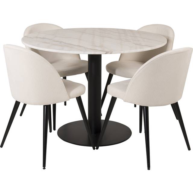 Venture Home Estelle Matgrupp 106 cm Rund med 4 Velvet stolar - Beige Matgrupper Beige,Svart