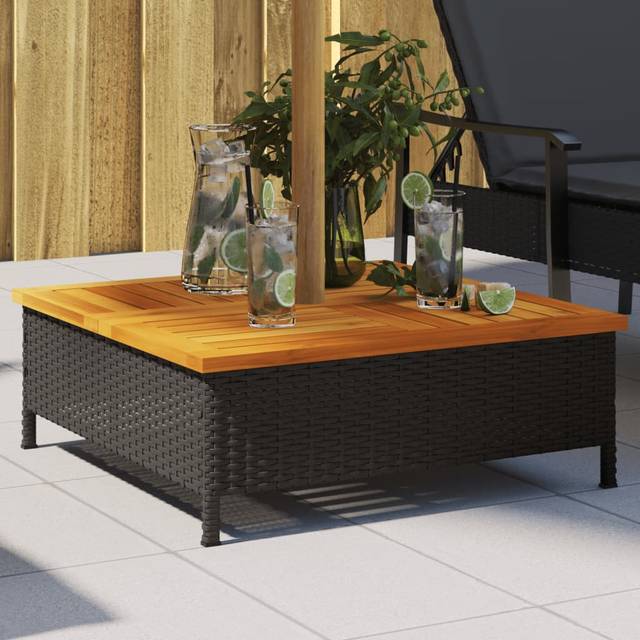 vidaXL Parasol Base Cover Black 70x70x25 cm Poly Rattan and Acacia - black