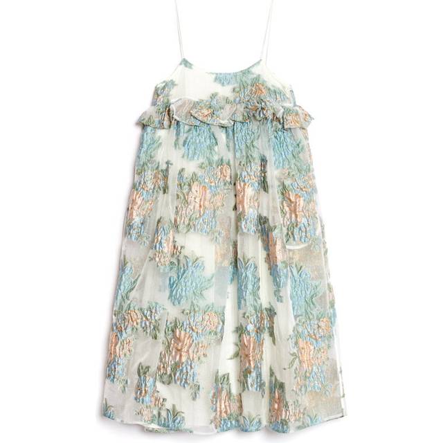 Sister Jane Womens Barn Flower Flower-jacquard Ruffle-trim Woven Midi Dress Xs