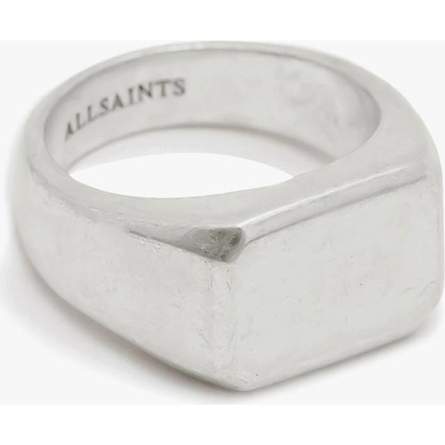 AllSaints Unisex Hexagon Signet Ring, Warm Silver