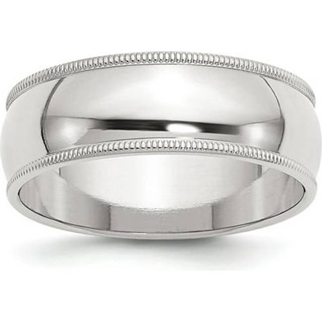 Chisel QWM070-9.5 7 mm Sterling Silver Half Round Milgrain Band, Polished - Size 9.5