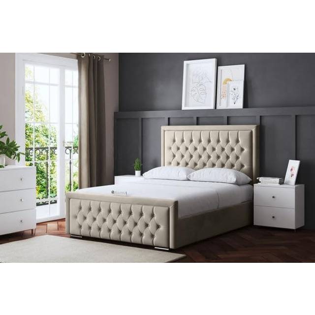 Allegra Cream Upholstered Bed Small Single