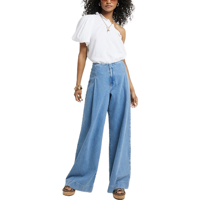 River Island Womens White Linen Blend One Shoulder Top - 10