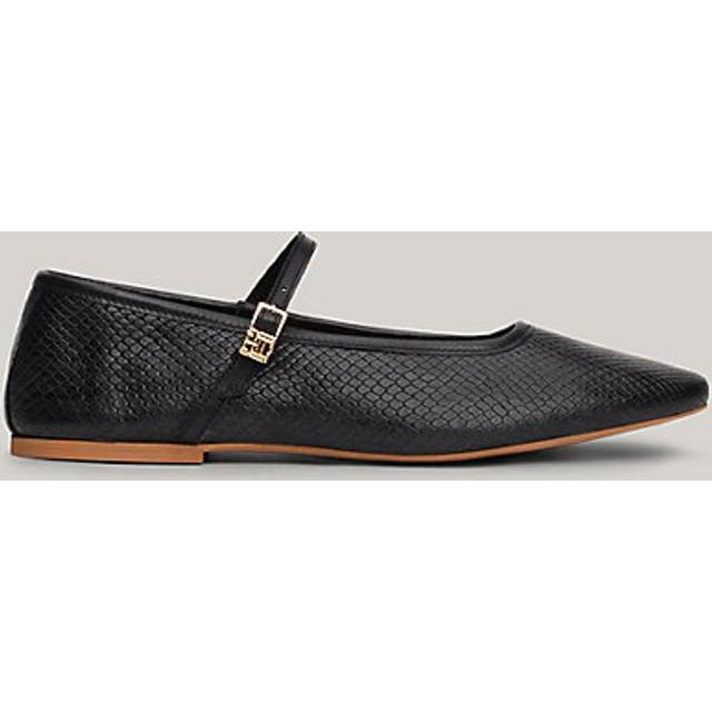 Snake Embossed Leather Mary Jane Ballerinas