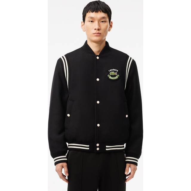 Lacoste, Jacka, Herr, L, Bomull, Premium Varsityjacka i Ull - black (L)
