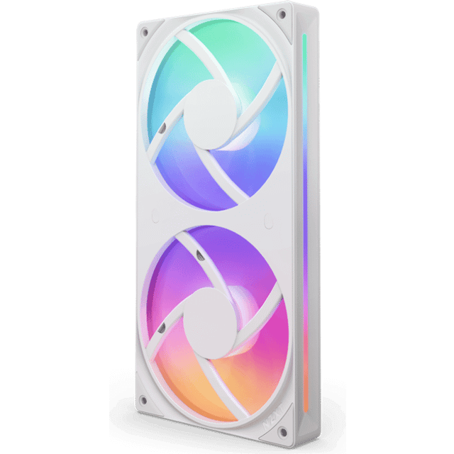 NZXT F240 RGB Core - 240mm fläktenhet med en ram och 2 x 120mm RGB-fläktar - Hastighets- Och belysningskontroll - Högt statiskt tryck och luftflöde - Fluiddynamiska lager - 8 aRGB-lysdioder - Vit