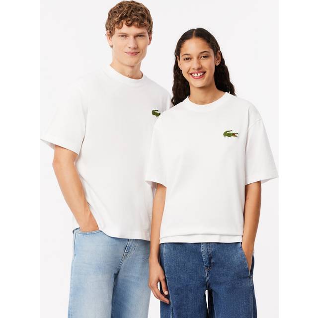 Lacoste Relaxed Fit Signature Large Croc T-Shirt - White, White, Size Xl, Men - XL