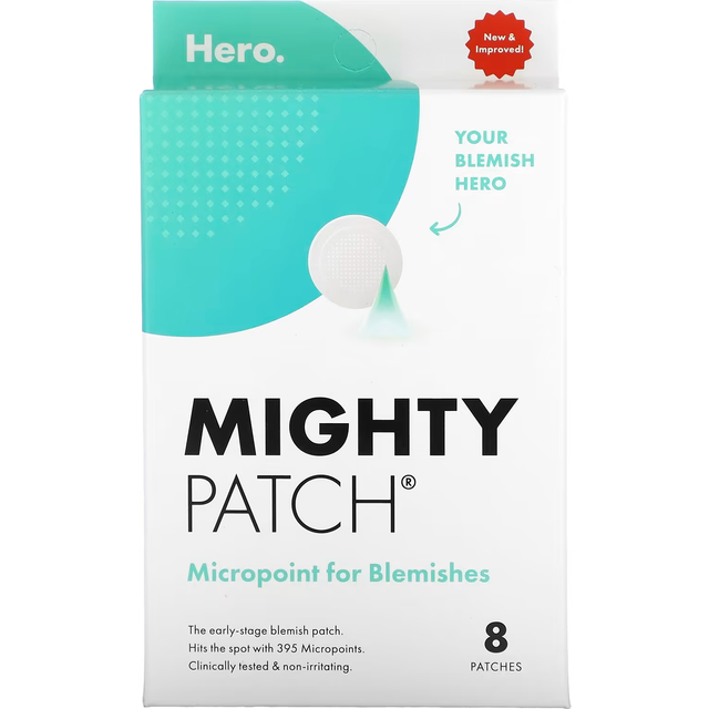 Micropoint™ for Blemishes from Hero Cosmetics - Hydrocolloid Acne Spot Treatment Patch for Early Stage Sits and Hidden Pimples, 395 proprietära mikropunkter (8 lappar)