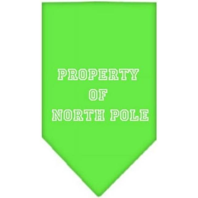 Mirage Pet Products Property of North Pole Screen Print Bandana for Pets Small Lime green