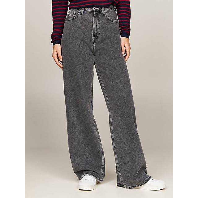 Tommy Jeans – Claire – Bleksvarta jeans med vida ben och hög midja-Svart/a