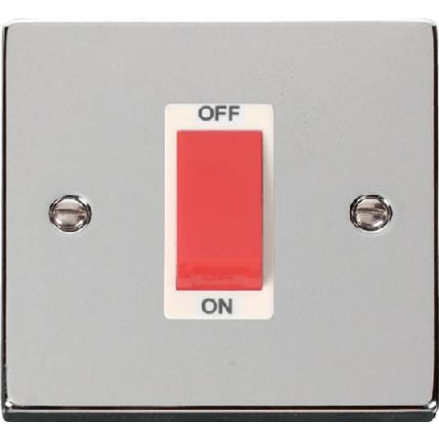 Click Deco 1 Gang 45A Double Pole Switch Polished Chrome Insert White
