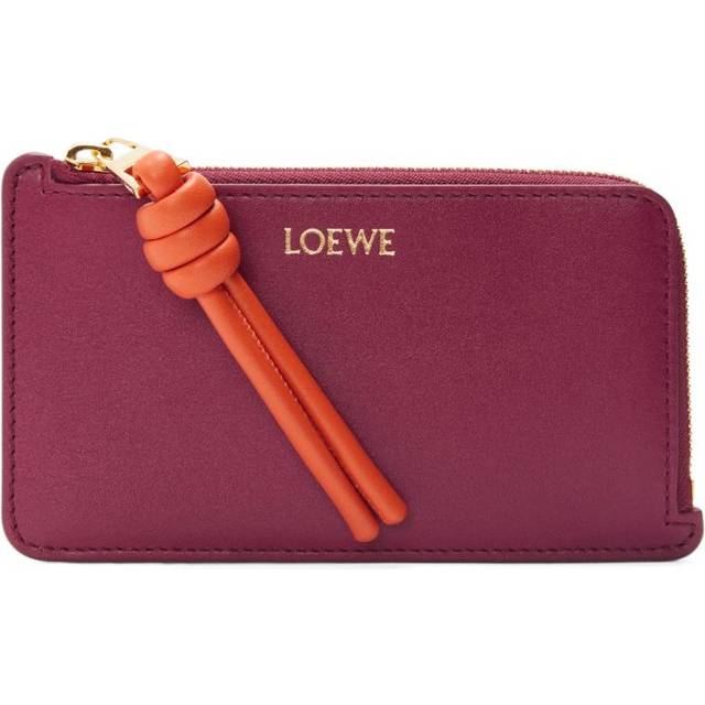 Loewe Crimson/maple Knot Leather Card Holder - CRIMSON/MAPLE