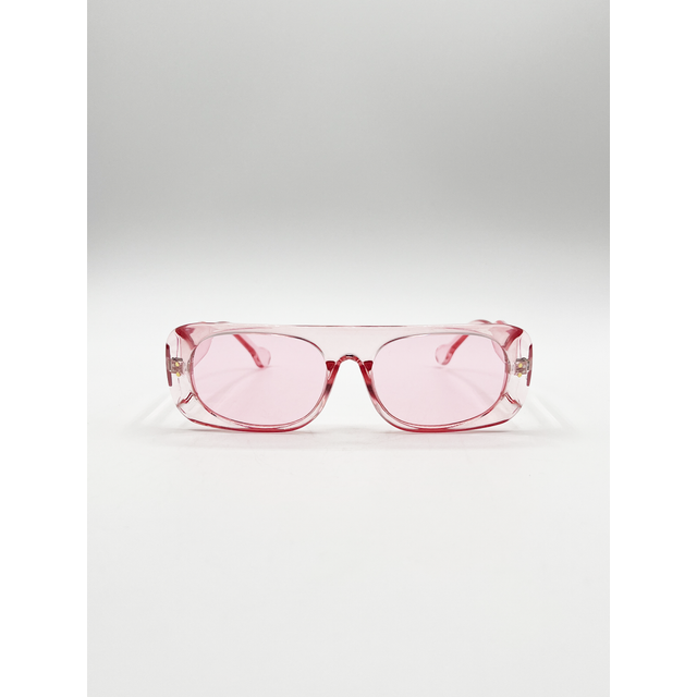 Womens Flat Top Oval Sunglasses in Pale Pink - One Size