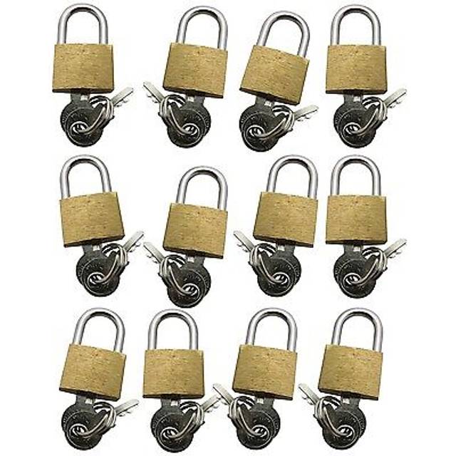 12 x brass padlock with 2 keys 20mm suitcase sport bags luggage cupboard locker