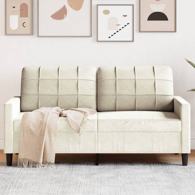 Soffa 2-sits gräddvit 140 cm sammet