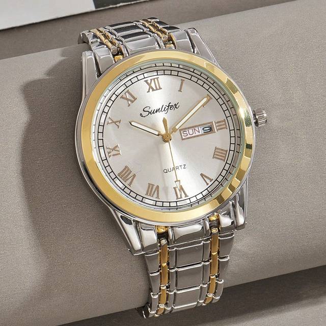 SUNLIFEX Business Casual Men Wristwatch With Simple Design, Calendar And Water Resistance Features, And Sophisticated Dial For Formal Occasions. Comes With A W