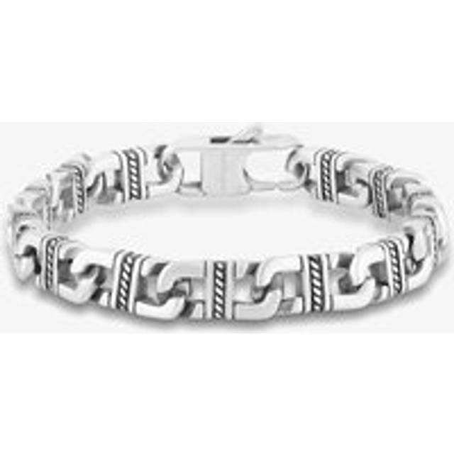Bourne and Wilde Mens Curb Textured Chain Bracelet OSB-2123S - Silver