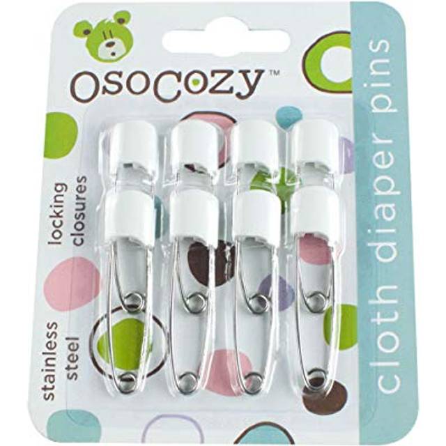 OsoCozy Diaper Pins - White - Sturdy  Stainless Steel Diaper Pins with Safe Locking Closures - Use for Special Events  Crafts or Colorful Laundry Pins