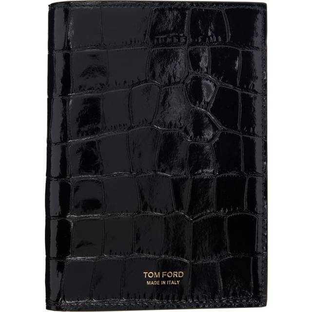 TOM FORD Black Shiny Croc T Line Passport Holder - BLACK - UNI